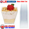 50pcs Square Plastic Dessert Cups Mini Cubes 2oz/60ml Strong Cup Party Decor UK