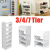 3/4/7 Tier Shoes Storage Cabinet White Door Organiser Shelf Rack Stand Unit New