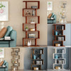 Wood Modern Book Shelves 4 /6 Tier S Shape Bookshelf Case Storage Unit Bookcase