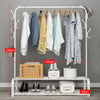 White Metal Clothes Rail Heavy Duty Garment Hanging Rack Home Shop Display Stand