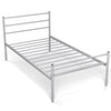 3FT Single Metal Bed Frame Heavy-duty Slatted Platform Bed Headboard & Footboard