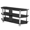 TV Stand Table for 32‘’-55‘’ TV Black Glass 100cm - TV Unit Living Coffee Table