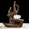 Ceramic Lotus Waterfall Smoke Backflow Incense Burner Holder Home Decoration UK