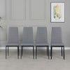 4 PCS Grey Linen Fabric Dining Chairs Set Padded Seat High Back Home Furniture