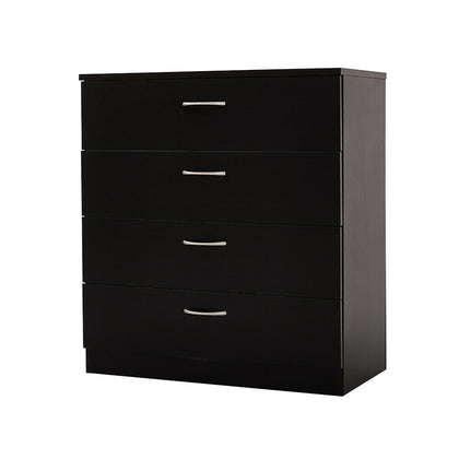 Modern Chest of Drawers 4 Drawer Cabinet Anti-Bowing Support Nightstand BLACK