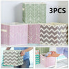 3X Foldable Canvas Storage Collapsible Folding Box Fabric Cube Cloth Basket Bags