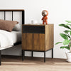 Mondeer Bedside Table Retro End Table with Metal Legs Removable Divider Brown