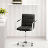 Cushioned Computer Office Desk Chair Chrome Legs Lift Swivel PU Leather Chair UK