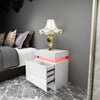 High Gloss Bedside Table Nightstand Chest Cabinet Unit with 2 Drawers LED Light