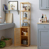 Bamboo Storage Unit Freestanding Cabinet w/ Shelves Cupboard Organiser Bathroom