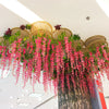 Artificial Silk Fake Wisteria Flowers Garland Vine Hanging for Garden Shop Bar