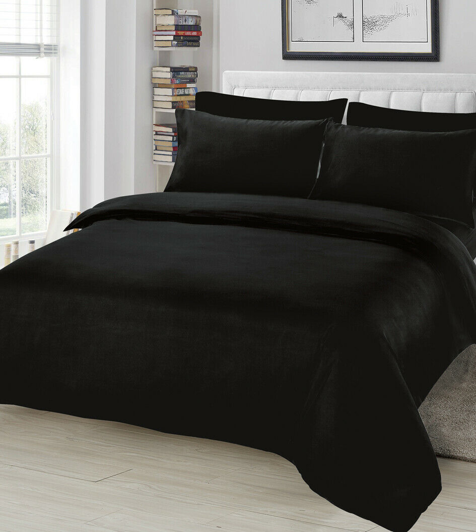 Ausumm Plain Duvet Cover & Pillowcase Reversible Bedding Set or Fitted Sheet