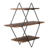 3-Tier Rustic Floating Wall Shelves Wall Mounted Wood Shelf for Display Books