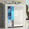 Modern High Gloss Sideboard LED Storage Cabinet Cupboard 2 Glass Shelves