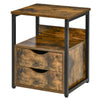 End Table Bedroom Side Stand Accent Table w/ Shelf & Drawer Rustic Brown