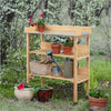 Potting Bench Table Wood Garden Potting Table Planting Work Station with Shelves