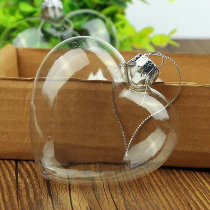 Heart Shaped Fillable Glass Baubles 12/24/36PCS Party Christmas Tree Decorations