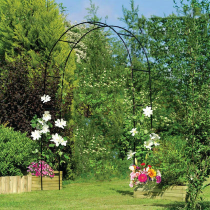 2.4m Metal Garden Arch Heavy Duty Strong Tubular Rose Climbing Plants Archway