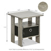 Furinno Andrey Coffee End Table Nightstand with Bin Drawer, Set of 2