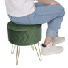 Velvet Round Ottoman Footstool with Storage Sofa Foot Stool Living Room Footrest