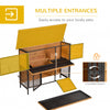 PawHut 2-Story Wooden Metal Rabbit Hutch Bunny Cage w/ Ramp Feeding Trough