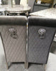 Grey Plush Velvet Lion Knocker Back Accent Dining Chair Chrome Legs