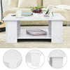 2 Tier Coffee End/Side Table Modern White Design with Storage Shelf Living Room