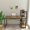 Wooden Computer Desk with 4 Tier Shelves Modern PC Desk Home Office Study Table