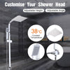 Thermostatic Bar Shower Mixer Valve Bathroom Chrome Twin Head Square Bath Set