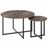 2x Round Industrial Coffee Table Nesting Tea Side Sofa Table with Metal Stand