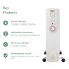 Oil Filled Radiator Heater Electric With Timer 3 Heat Thermostat Portable White
