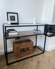 Industrial Console Table Vintage Glass Furniture Side Hallway Rustic Metal Shelf