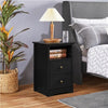 Black Bedside Cabinet with 2 Drawers & Shelf,Nightsta