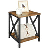 Side Table End Table X-Shape Steel Frame with Storage Shelf Nightstand
