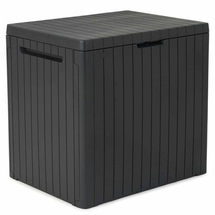 Keter Garden Storage Box City 113L Outdoor Entryway Trunk Chest Bench Box