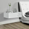 Bedside Table Floating Nightstand Wall-Mounted Shelf with Drawer White Wooden