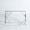 Glass Console Table Side Table Clear Tempered Glass Silver Stainless Steel Legs