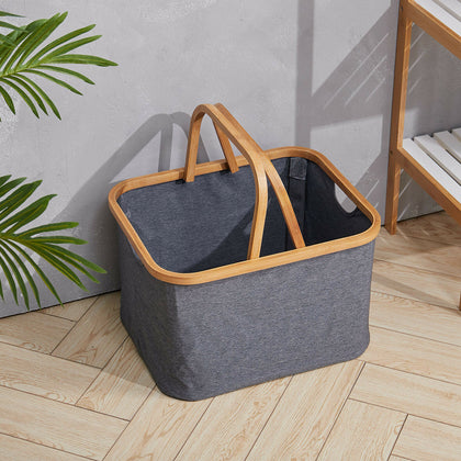 Foldable Fabric Storage Bags Basket Laundry Toys Felt Storage Bag Tidy w/ Handle