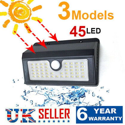 45 LED Solar Motion Sensor Wall Lights Outdoor Garden Security Fence Lamp