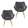 2pcs Dining Chairs Grey Velvet Padded Seat w/Gold Metal Legs Kitchen Restaurant