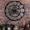 Large Garden Wall Clock Roman Numerals Skeleton Open Face Metal Outdoor Decor UK
