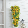 Sunflower Teardrop Wreath Artificial Flower Swag Garland Wall Door Spring Decor