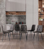 4X Dining Chairs Set Faux Suede Leather Padded Seat Metal Legs Kitchen Office