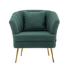 Scallop Back Velvet Armchair Occasional Accent Chair Tub Seat Gold Metal Frame
