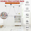 Double Garment Clothes Heavy Duty Rack Shelf Shirt Adjustable Hanging Rail Stand