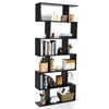 6-tier Bookcase Industrial S-Shaped Bookshelf Wooden Storage Display Rack