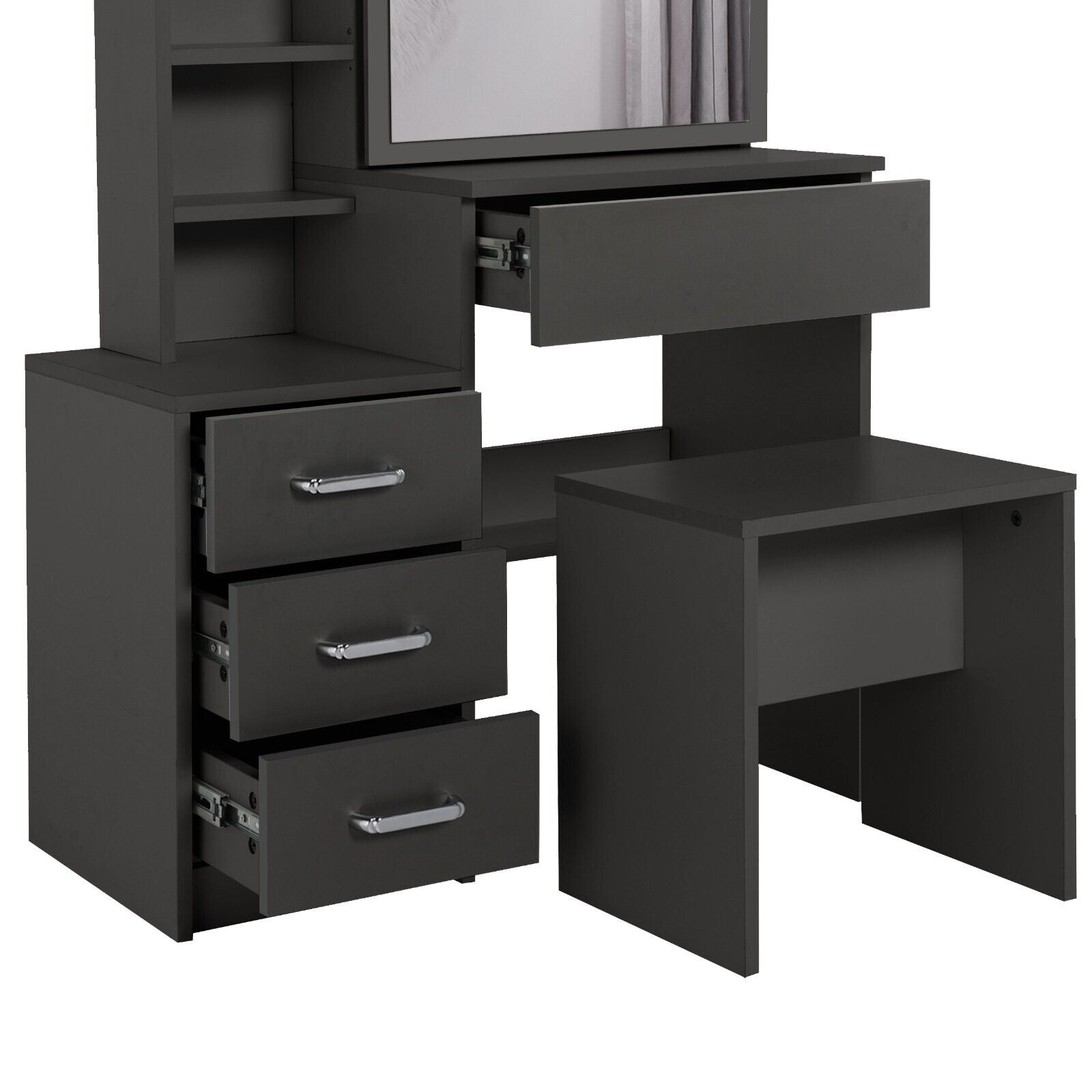 Black vanity store desk with drawers