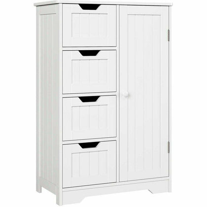 4 Drawers Bathroom Cabinet Free Standing Storage Unit Floor Cupboard White
