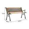 Wood & Cast Iron Garden Bench Lattice Backrest Vintage Patio Park Chair Loveseat