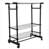 UK Double Clothes Rail Garment Coat Hanging Display Stand Shoes Rack With Wheels